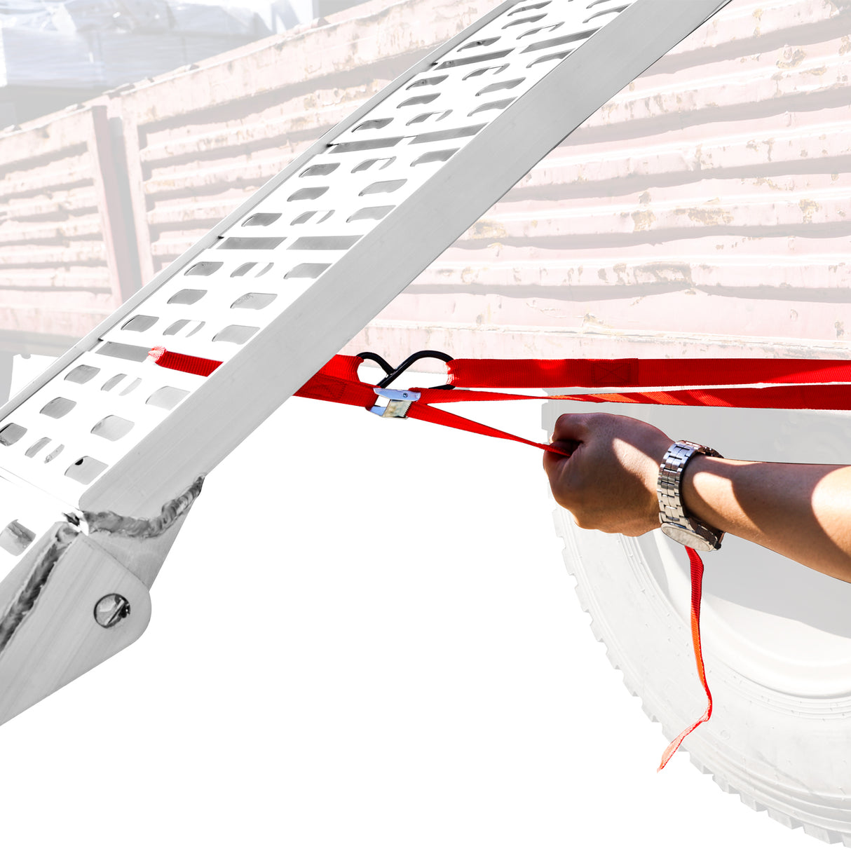 2.3m Aluminium Folding Loading Ramp - 340kg Capacity Curved Single Ramp for Motorcycle, ATV, Ute & Trailer