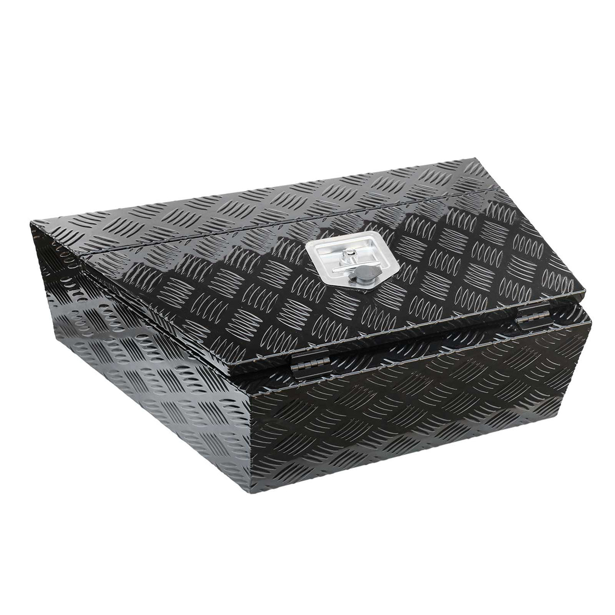 750mm Heavy Duty Aluminium Under Tray Toolbox ATB-7540L, 2.5mm Checker Plate, Lockable Ute Tool Storage Box, Black Color