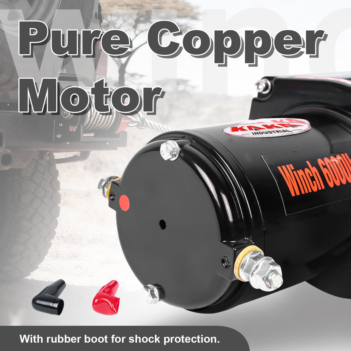 4WD Recovery Electric Winch 6000LB Capacity, Synthetic Rope ATW-6000S DC 12V UTV Winches