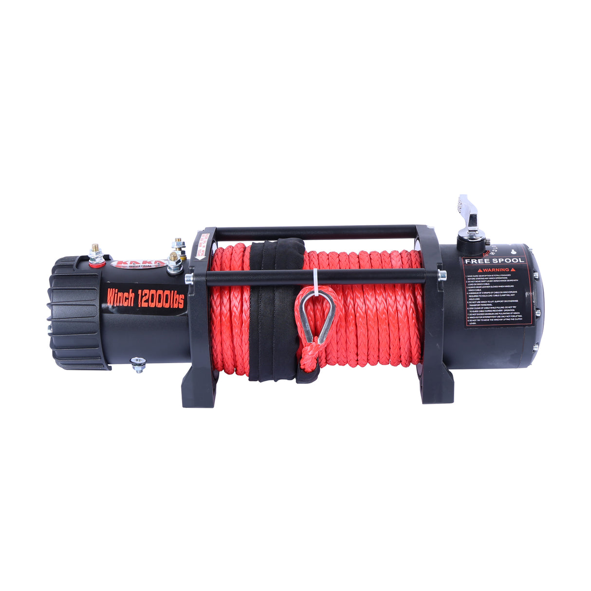 4WD Recovery Electric Winch 12000LB Capacity, RED Synthetic Rope CW-12000N DC 12V UTV Winches, Car Winched