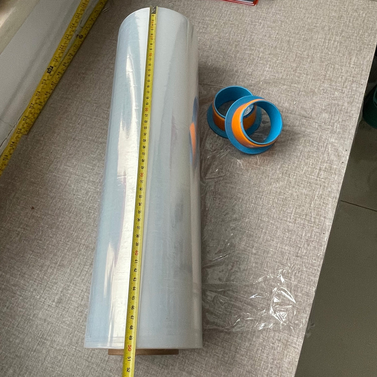 Pack of 4, Clear Stretch Film Pallet Carton Shrink Wrap Hand Use Roll 500mm x 400m 25um. C/W Set Hand Holder
