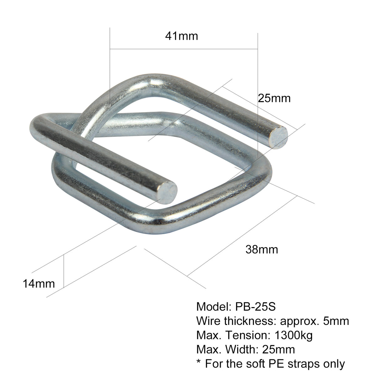 25mm Width Metal Clips for Heavy Duty Soft PE Strap Width for Cargo Strapping Logistics Transport Packing Warehouse Packaging (Pack of 200)
