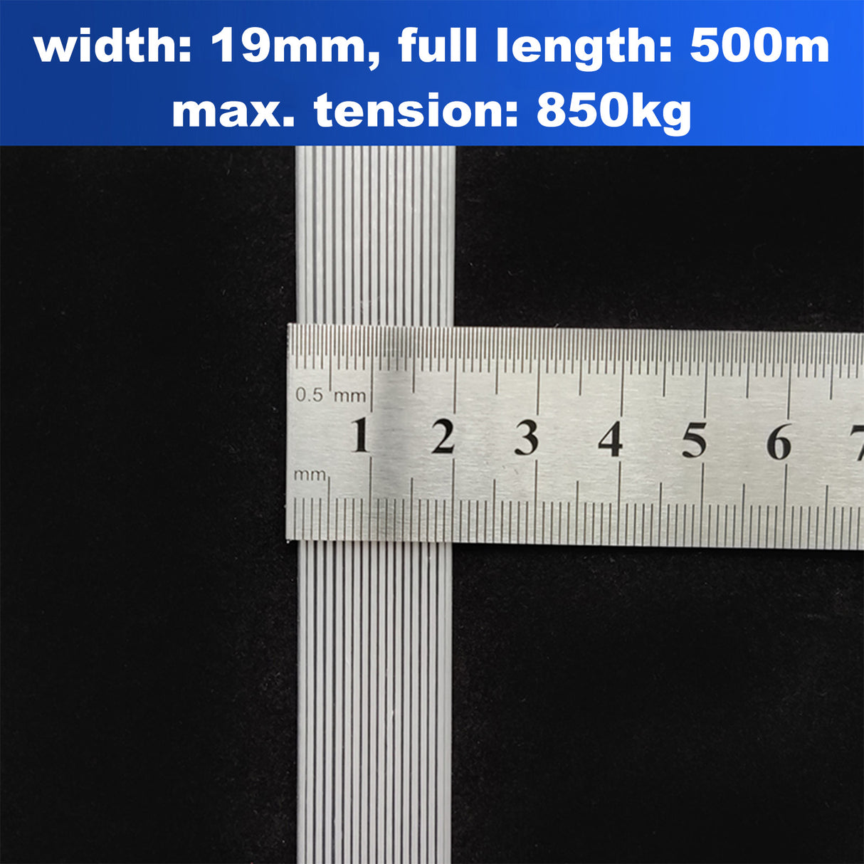 PE Strapping Belt, Pack of 2, 19mm x 500m/Roll, 850KG Tension Cargo Strapping Packaging