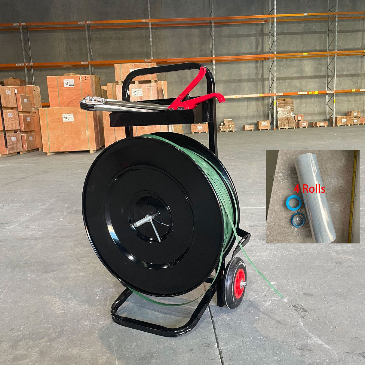 Pallet Packing Materials, including PET Strap, Strap Cart, Tensioner & Sealer, Metal Buckles  & 4 Rolls Stretch Film