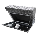 750mm Heavy Duty Aluminium Under Tray Toolbox ATB-7540L, 2.5mm Checker Plate, Lockable Ute Tool Storage Box, Black Color