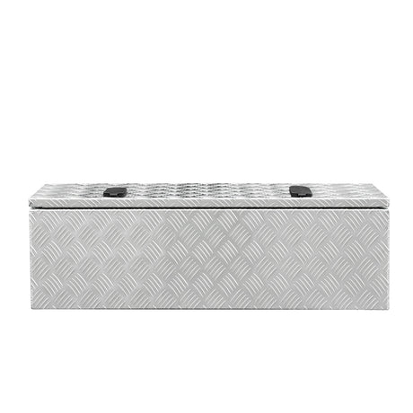 Top Lid Toolbox ATB9530, 950mm x 300mm x 270mm Silver Aluminium Checker Plate Camper Box