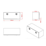 Black Aluminium Undertray Toolbox ATB-12050, 1200x470x500 mm Heavy Duty Checker Plate Aluminium Toolbox