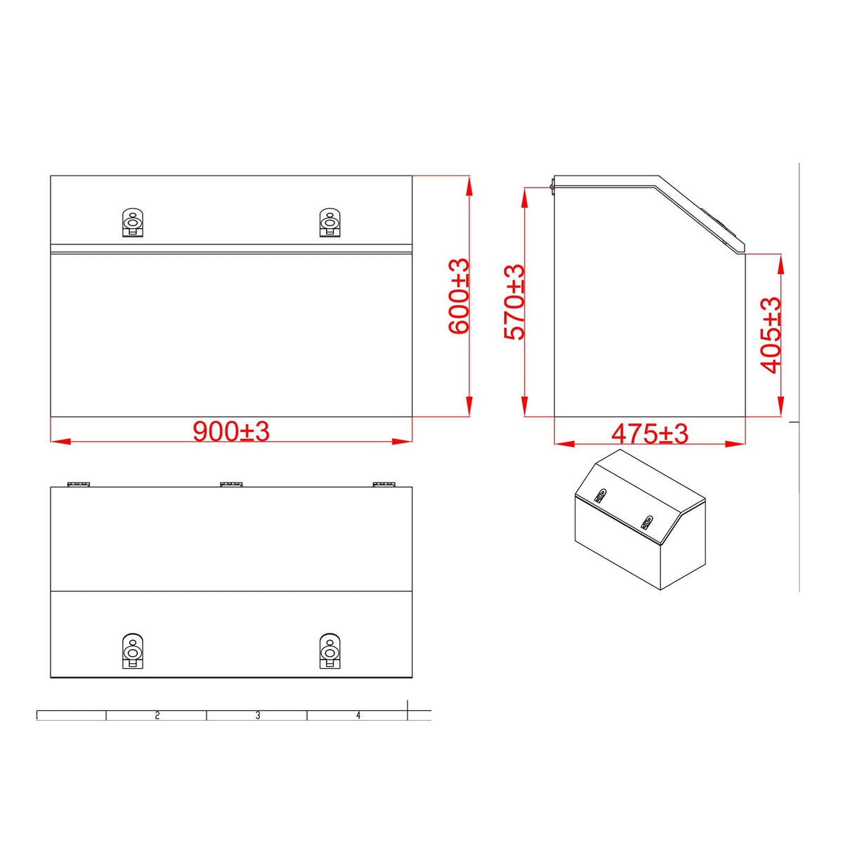 900 x 475 x 600mm Aluminium Checker Top Chest Opening Ute Tool Box ATB9060, Truck Ute Trailer Toolbox & Canopy