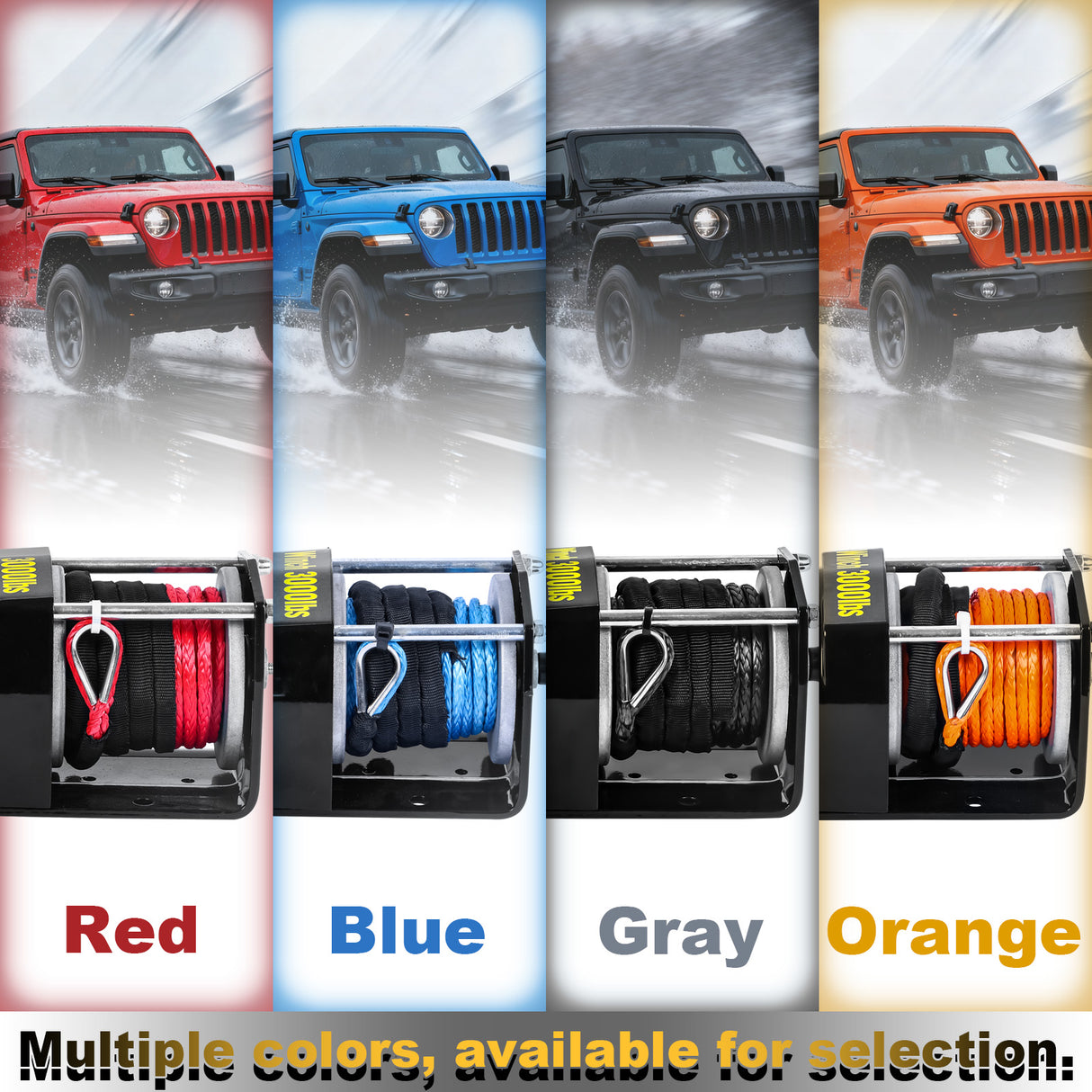 Electric Winch 3000LB Capacity, ATV-3000S, BLUE Synthetic Rope DC 12V Winch for ATV, UTV, 4WD Recovery