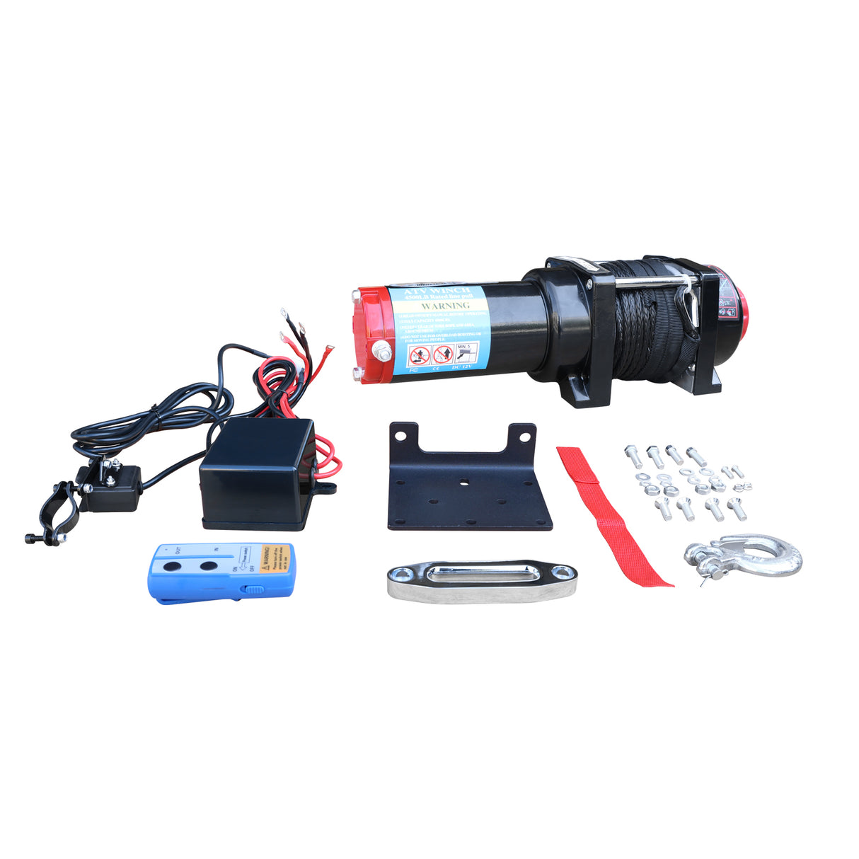 4WD Recovery Electric Winch 4500LB Capacity, Synthetic Rope ATW-4500S DC 12V UTV Winches
