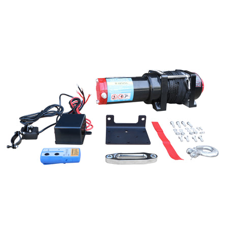 4WD Recovery Electric Winch 4500LB Capacity, Synthetic Rope ATW-4500S DC 12V UTV Winches
