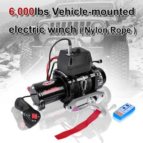 4WD Recovery Electric Winch 6000LB Capacity, GREY Synthetic Rope ATW-6000S DC 12V UTV Winches (Copy) (Copy)