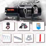 4WD Recovery Electric Winch 6000LB Capacity, Synthetic Rope ATW-6000S DC 12V UTV Winches