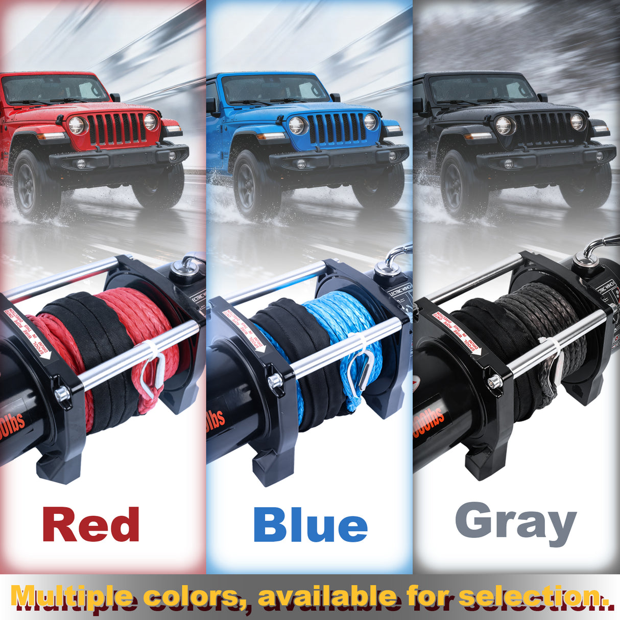 4WD Recovery Electric Winch 6000LB Capacity, Synthetic Rope ATW-6000S DC 12V UTV Winches