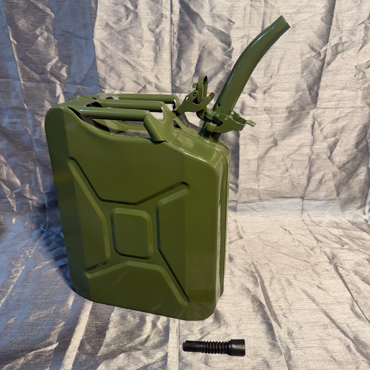 20L Green Metal Jerry Can with Spout - Fuel Storage Container C/W Spout and Nozzle