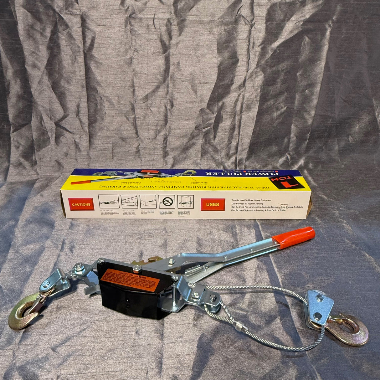 Ratcheting Cable Puller 1 Ton Hand Power Puller C/W Two Hooks