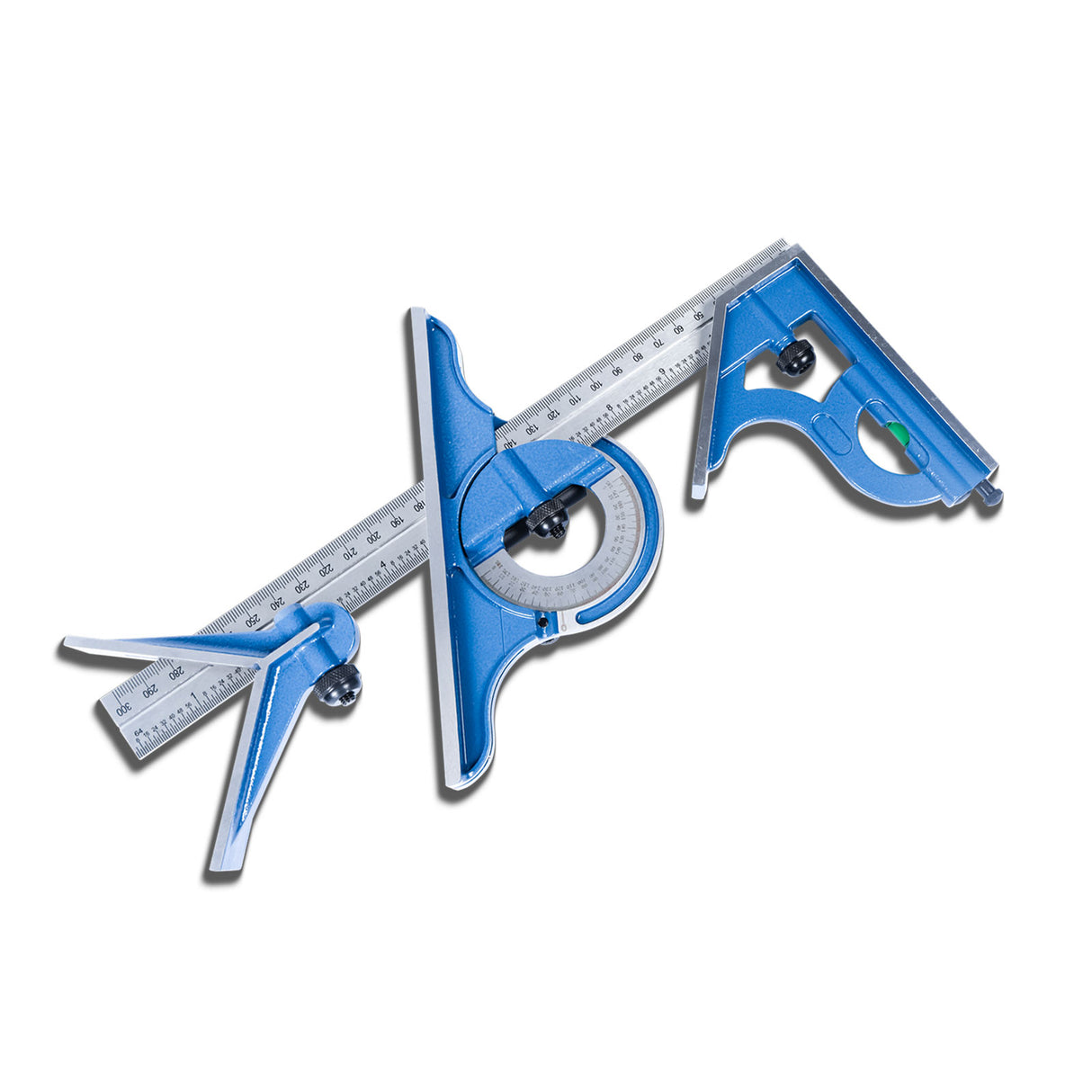4-Piece Combination Square JDC-300, 300mm Steel Blade, Precision Measuring Tool with Square Head, Protractor, Centre Head & Spirit Level