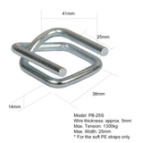 25mm Width Metal Clips for Heavy Duty Soft PE Strap Width  for Cargo Strapping Logistics Transport Packing Warehouse Packaging (Pack of 200)