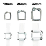 32mm Width Metal Clips for Heavy Duty Soft PE Strap Width  for Cargo Strapping Logistics Transport Packing Warehouse Packaging (Pack of 200)