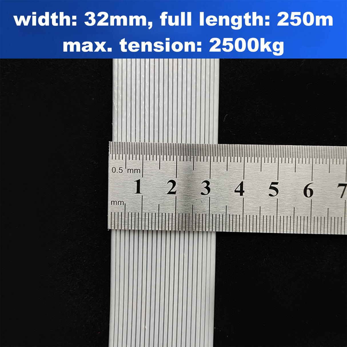 PE Strapping Belt, Pack of 2, 32mm x 250m/Roll, 2500 KG Tension Cargo Strapping Packaging